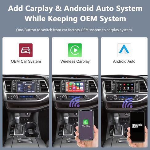 Road Top Wireless Carplay Android Auto Adapter for Toyota with Touch2 & Entune2.0 System 2014-2019 Year, Support Navigation, Mirrorlink, Camera, Bluetooth, USB in Saudi Arabia