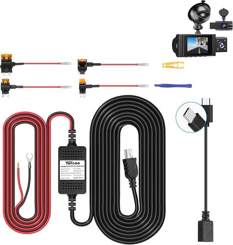 تتضمن الحزمة مجموعة أسلاك كاميرا داش USB من النوع C + كاميرا داش كام الأمامية والداخلية من Yansoo in Kuwait