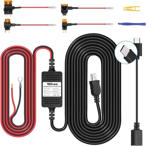 تتضمن الحزمة مجموعة أسلاك كاميرا داش USB من النوع C + كاميرا داش كام الأمامية والداخلية من Yansoo in Kuwait