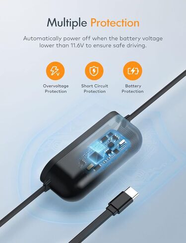 iZEEKER 11.5ft Type-C USB Hardwire Kit Fuse for Dash Cam، متوافق على نطاق واسع مع شاحن Dashcam للسيارة 11.5V-40V in Kuwait