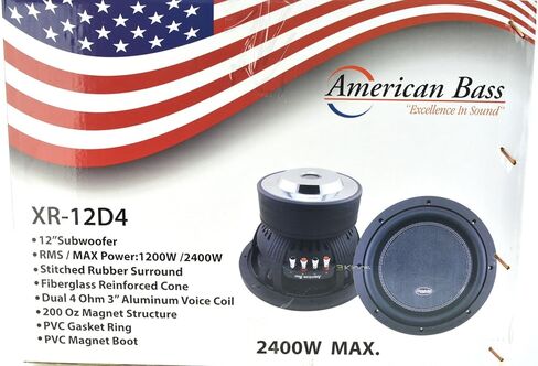 اميريكان باس مضخم صوت للسيارة Xr12D4 2400 وات 12 انش مزدوج 4 اوم - 12 فرعي in Kuwait