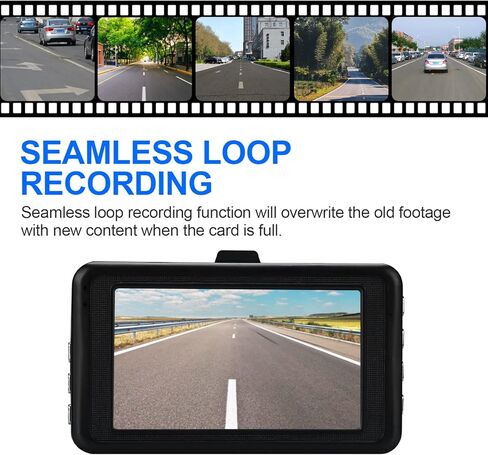 Lychee Dual Dashcam سجل القيادة الأمامي والخلفي 1080P مع 3 بوصة LCD 120 درجة تسجيل حلقة للرؤية الليلية G-Sensor in Kuwait