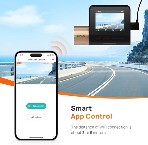70mai Dash Cam Lite، 70mai Micro SD Card 32GB، 1080P Full HD، Sony IMX307، مستشعر G مدمج، زاوية واسعة 130 درجة FOV، WDR، رؤية ليلية، تسجيل حلقي in Kuwait