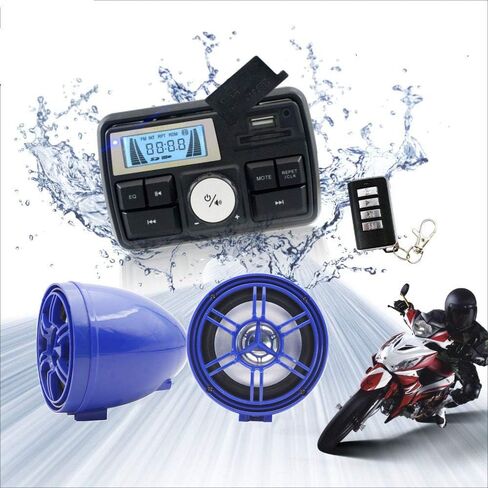 12V Radio 3 inch Motorcycle ATV UTV Golf Cart Waterproof Anti-Theft Bluetooth Speaker USB TF U Disk FM Radio Stereo System (Black) in Kuwait