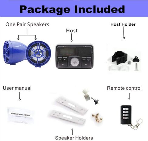 12V Radio 3 inch Motorcycle ATV UTV Golf Cart Waterproof Anti-Theft Bluetooth Speaker USB TF U Disk FM Radio Stereo System (Black) in Kuwait