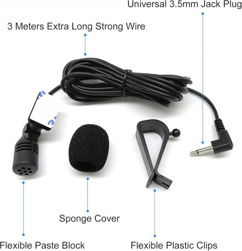 ميكروفون ستيريو للسيارة من Atictek مقاس 3.5 مم، بديل مقبس ميكروفون التجميع لراديو السيارة بلوتوث متوافق مع Pioneer Boss Kenwood JVC Sony Jsesen Alpine والمزيد in Kuwait