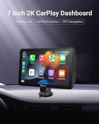 Portable Car Stereo, OTTOCAST Wireless Apple CarPlay and Android Auto Dual Bluetooth Car Radio, 7" HD Touchable CarPlay Screen, GPS Navigator with HD Dash Cam Front and Rear 128G TF Card for All Cars in Saudi Arabia