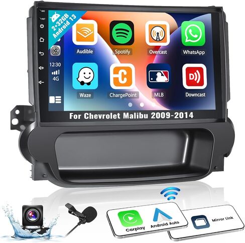 2+32G ستيريو سيارة أندرويد لسيارة شيفروليه تشيفي ماليبو 2009-2014 مع Apple Carplay Android Auto Mirror Link Change Theme 9 بوصة شاشة تعمل باللمس FM RDS DSP SWC Bluetooth WiFi GPS+AHD Camera & MIC in Kuwait