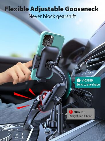 𝗨𝗽𝗴𝗿𝗮𝗱𝗲𝗱 15'' Cup Holder Phone Mount [𝗦𝘁𝗮𝗯𝗹𝗲 & 𝗦𝗲𝗰𝘂𝗿𝗲] Cup Phone Holder for Car, Adjustable Long Neck Phone Cup Holder for Car, Truck, SUV, Fit for iPhone 14 13 Pro Max, All Phones in Saudi Arabia