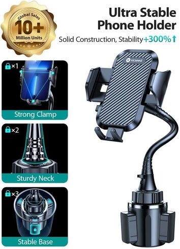 𝗨𝗽𝗴𝗿𝗮𝗱𝗲𝗱 15'' Cup Holder Phone Mount [𝗦𝘁𝗮𝗯𝗹𝗲 & 𝗦𝗲𝗰𝘂𝗿𝗲] Cup Phone Holder for Car, Adjustable Long Neck Phone Cup Holder for Car, Truck, SUV, Fit for iPhone 14 13 Pro Max, All Phones in Saudi Arabia