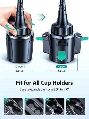 𝗨𝗽𝗴𝗿𝗮𝗱𝗲𝗱 15'' Cup Holder Phone Mount [𝗦𝘁𝗮𝗯𝗹𝗲 & 𝗦𝗲𝗰𝘂𝗿𝗲] Cup Phone Holder for Car, Adjustable Long Neck Phone Cup Holder for Car, Truck, SUV, Fit for iPhone 14 13 Pro Max, All Phones in Saudi Arabia