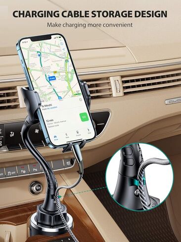 𝗨𝗽𝗴𝗿𝗮𝗱𝗲𝗱 15'' Cup Holder Phone Mount [𝗦𝘁𝗮𝗯𝗹𝗲 & 𝗦𝗲𝗰𝘂𝗿𝗲] Cup Phone Holder for Car, Adjustable Long Neck Phone Cup Holder for Car, Truck, SUV, Fit for iPhone 14 13 Pro Max, All Phones in Saudi Arabia