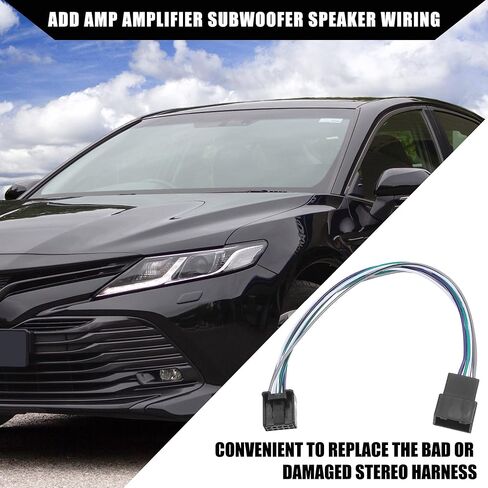 Hihaha داخلي/إضافة مضخم صوت ومضخم صوت وأسلاك T-Harness لتويوتا كامري 2018-2021 لتويوتا RAV4 2019-2021/ موصل قابس ستيريو راديو السيارة 8 دبوس/بلاستيك/1 قطعة/أسود in Kuwait