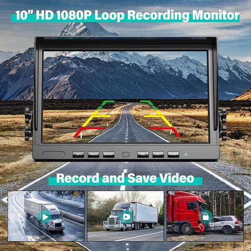 Nuoenx 10" Wireless Backup Camera System, HD 1080P Digital Rear View Side View Cameras 10 Inch Quad Split Loop Recording Monitor for RV, Trailer, Truck, IP69K Waterproof IR Night Vision Cameras (W104) in Saudi Arabia