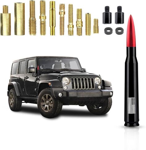 Ziciner Car Bullet Antenna, 1 PC Automotive Replacement Short Antenna Mast, Waterproof Durable Aluminum Antenna Toppers, Universal Vehicle Exterior Decor Accessories for Most Cars (Black) in Kuwait