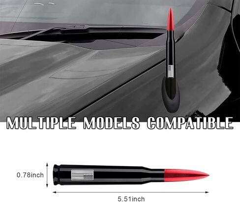 Ziciner Car Bullet Antenna, 1 PC Automotive Replacement Short Antenna Mast, Waterproof Durable Aluminum Antenna Toppers, Universal Vehicle Exterior Decor Accessories for Most Cars (Black) in Kuwait