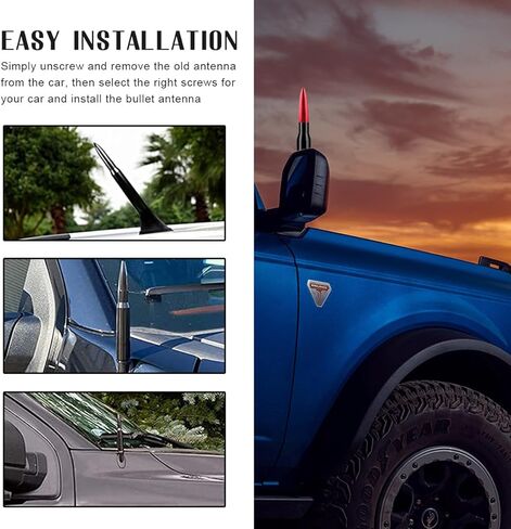 Ziciner Car Bullet Antenna, 1 PC Automotive Replacement Short Antenna Mast, Waterproof Durable Aluminum Antenna Toppers, Universal Vehicle Exterior Decor Accessories for Most Cars (Black) in Kuwait