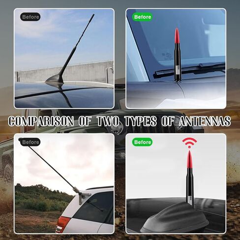 Ziciner Car Bullet Antenna, 1 PC Automotive Replacement Short Antenna Mast, Waterproof Durable Aluminum Antenna Toppers, Universal Vehicle Exterior Decor Accessories for Most Cars (Black) in Kuwait