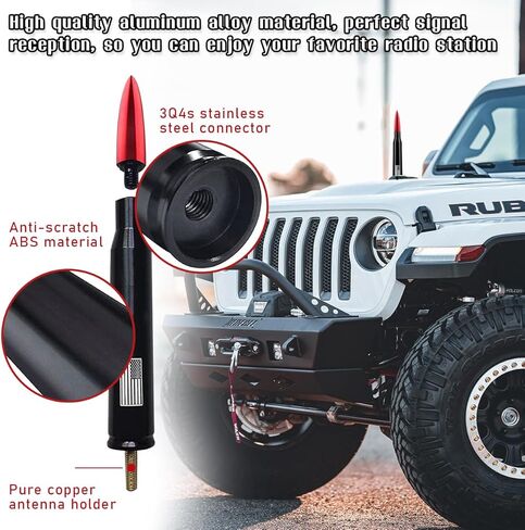 Ziciner Car Bullet Antenna, 1 PC Automotive Replacement Short Antenna Mast, Waterproof Durable Aluminum Antenna Toppers, Universal Vehicle Exterior Decor Accessories for Most Cars (Black) in Kuwait
