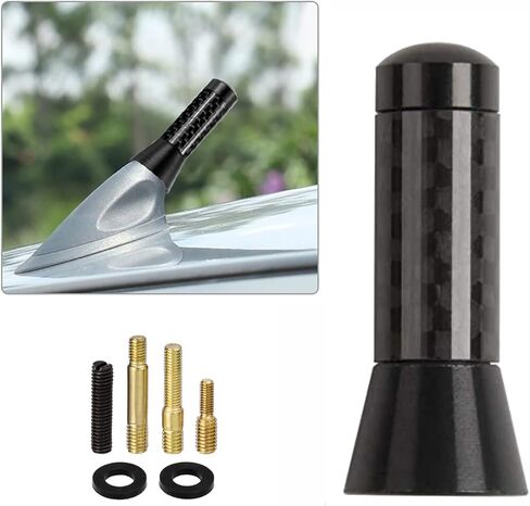 هوائي قصير من الياف الكربون مقاس 1.4 انش من بيبيكو، ديكور هوائي السيارة، هوائي سيارة قصير عالمي مع خيط من خليط معدني من الالومنيوم لمعظم السيارات in Kuwait