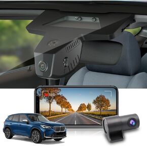 Fitcamx 2K Dual Dash Cam Compatible with 2023 2024 BMW X1 Xdrive28i (U11), OEM Look, Front 1440P+Rear 1080P HD Video, Built-in WiFi & APP, Loop Recording, G-Sensor, Easy to Set, 64GB MicroSD Card