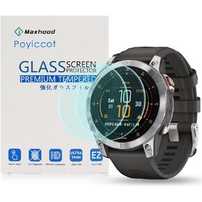 Poyiccot 2Pack Compatible with Garmin epix Gen 2 Screen Protector, 9H Hardness Tempered Glass Screen Protector Compatible With Garmin epix Gen 2 Smartwatch [Full Cover Protective ] [Anti Scratch]