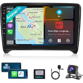 ستيريو سيارة Android 11 مع Apple Carplay اللاسلكي Android Auto for Audi TT MK2 8J 2008-2012 راديو السيارة مع شاشة لمس 9 بوصة 2 جيجابايت + 32 جيجابايت نظام ملاحة GPS واي فاي HiFi Bluetooth FM كاميرا احتياطية لمستقبلات الصوت in Saudi Arabia