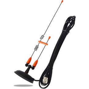 HYSHIKRA Dual Band Mobile Antenna, Magnetic Mount Whip 144/430Mhz with 5Meters RG58U Coax Cable for Yaesu Midland Icom Motorola Kenwood Vehicle Transceiver (Orange)