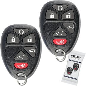 KeylessPros 6-Button Keyless Entry Remote Key Fob Replacement, Compatible with 2007-2014 Cadillac Escalade, GMC Yukon, Chevy Tahoe Suburban, 2009-2017 Traverse 15913427, OUC60270 (2-Pack)