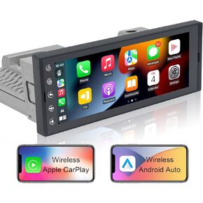 Single Din Touchscreen Car Stereo Wireless CarPlay Wireless Android Auto, 6.9 Inch Android Car Radio with GPS Navigation Bluetooth WiFi FM Audio Receiver Car Multimedia Player Head Unit 1 Din in Kuwait