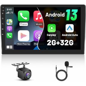 نظام تشغيل Android 13 ستيريو للسيارة مزدوج Din لاسلكي Apple Carplay وAndroid Auto شاشة لمس 10.1 بوصة راديو سيارة مع نظام ملاحة GPS RCA USB وكاميرا احتياطية 23 سمة لواجهة المستخدم in Kuwait