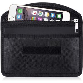Fireproof Faraday Bag with Zipper Anti-Tracking EMF GPS RFID Car Key Signal Blocker Wallet Shielding Pouch Protective Case for Cell Phone Privacy and Car Key FOB (1pcs)