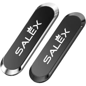 SALEX Flat Magnetic Phone Mounts 2 Pack. Black & Silver Cell Phone Holder for Car Dashboard, Truck. Universal Stick on iPad Wall Magnet Mount Kit for Tablets, Smartphones. Phone Car Mount for iPhone