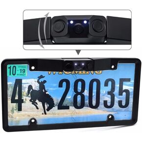 IP67 License Plate Backup Camera, License Plate Parking Sensor Radar Rearview Reverse Backup Camera Connected with Any Rearview Monitor and Display Used to Reduce Accident wear Outdoor in Kuwait