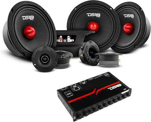 DS18 Bundle Car Speakers 4X PRO-GM6B 6.5" Midrange Speakers and 4X PRO-TWX1/BK Aluminum Super Tweeters - PRO Car Audio Component Package with Equalizer/Crossover in Saudi Arabia