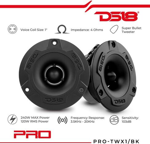 DS18 Bundle Car Speakers 4X PRO-GM6B 6.5" Midrange Speakers and 4X PRO-TWX1/BK Aluminum Super Tweeters - PRO Car Audio Component Package with Equalizer/Crossover in Saudi Arabia