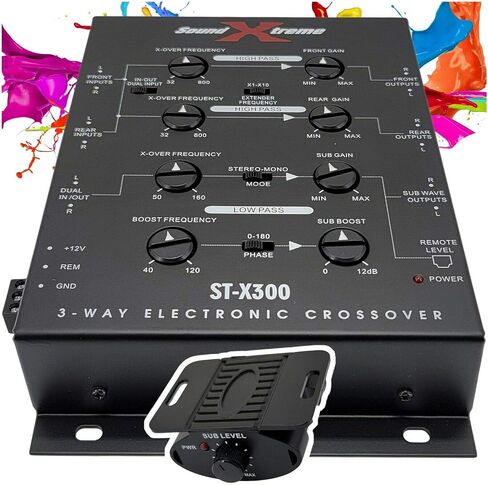 مقبض سيارة ستيريو الكتروني ثلاثي الاتجاهات ST-X300 من ساوند اكستريم مع مقبض باس استجابة تردد عن بعد 10Hz-30kHz بما في ذلك موصل محول الطاقة فصل 60 ديسيبل in Saudi Arabia