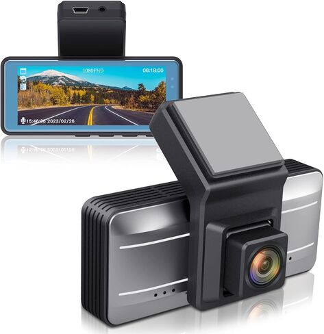 Dash Cam for Cars, 1080P Full HD Dash Car Camera Video Recorder Front Dashcam Super Night Vision, 170° Wide Angle Dashcams with 3.4" IPS Display, G-Sensor, WDR, Motion Detection Loop Recording in Kuwait