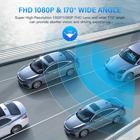 Dash Cam for Cars, 1080P Full HD Dash Car Camera Video Recorder Front Dashcam Super Night Vision, 170° Wide Angle Dashcams with 3.4" IPS Display, G-Sensor, WDR, Motion Detection Loop Recording in Kuwait