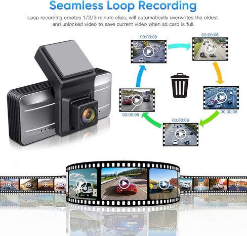 Dash Cam for Cars, 1080P Full HD Dash Car Camera Video Recorder Front Dashcam Super Night Vision, 170° Wide Angle Dashcams with 3.4" IPS Display, G-Sensor, WDR, Motion Detection Loop Recording in Kuwait