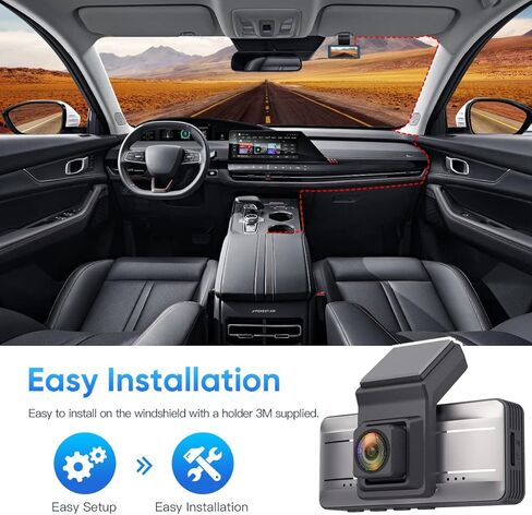 Dash Cam for Cars, 1080P Full HD Dash Car Camera Video Recorder Front Dashcam Super Night Vision, 170° Wide Angle Dashcams with 3.4" IPS Display, G-Sensor, WDR, Motion Detection Loop Recording in Kuwait