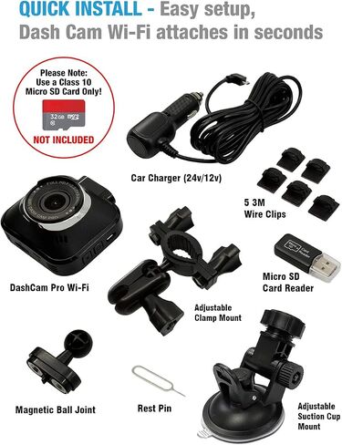 Dash Cam Pro Wi-Fi - As Seen on TV Dash Cam 360°, Motion Detection, 2.0" LCD, 1080p HD, Dashboard Camera Video Recorder, Loop Recording, Night-Mode in Saudi Arabia