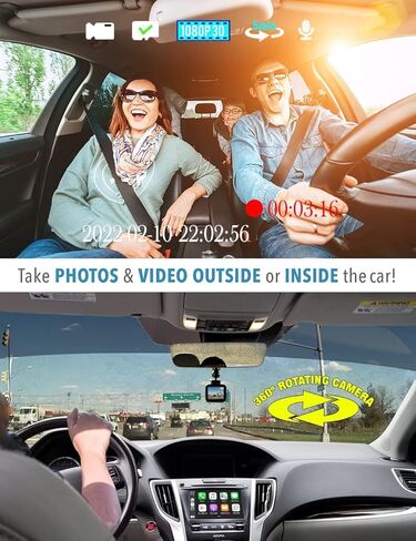 Dash Cam Pro Wi-Fi - As Seen on TV Dash Cam 360°, Motion Detection, 2.0" LCD, 1080p HD, Dashboard Camera Video Recorder, Loop Recording, Night-Mode in Saudi Arabia