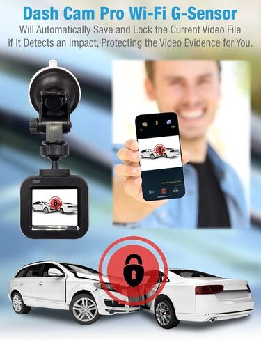 Dash Cam Pro Wi-Fi - As Seen on TV Dash Cam 360°, Motion Detection, 2.0" LCD, 1080p HD, Dashboard Camera Video Recorder, Loop Recording, Night-Mode in Saudi Arabia