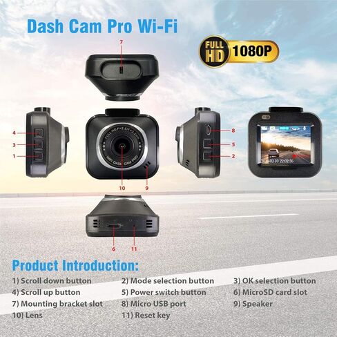 Dash Cam Pro Wi-Fi - As Seen on TV Dash Cam 360°, Motion Detection, 2.0" LCD, 1080p HD, Dashboard Camera Video Recorder, Loop Recording, Night-Mode in Saudi Arabia