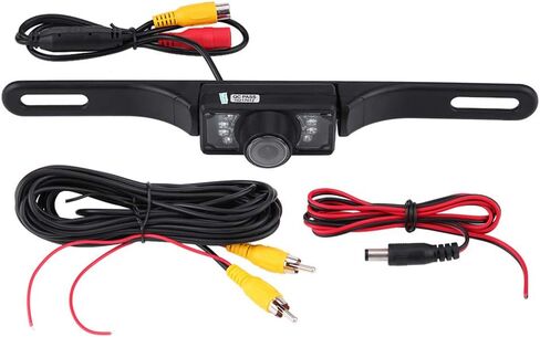 Qiilu لوحة ترخيص كاميرا 7 LED 170 درجة زاوية واسعة لوحة ترخيص السيارة مراجعة عكسية كاميرا الرؤية الليلية Waterpoof in Kuwait