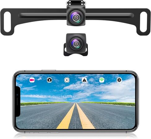 IYING Wireless Car Camera Backup Camera WiFi Rear View Camera 1080P HD License Plate Front/Rear Cam for iPhone iPad Android Phones Tablets, 170 Degrees Viewing Angle Waterproof Reverse Camera for Car in Kuwait