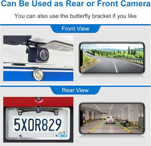 IYING Wireless Car Camera Backup Camera WiFi Rear View Camera 1080P HD License Plate Front/Rear Cam for iPhone iPad Android Phones Tablets, 170 Degrees Viewing Angle Waterproof Reverse Camera for Car in Kuwait