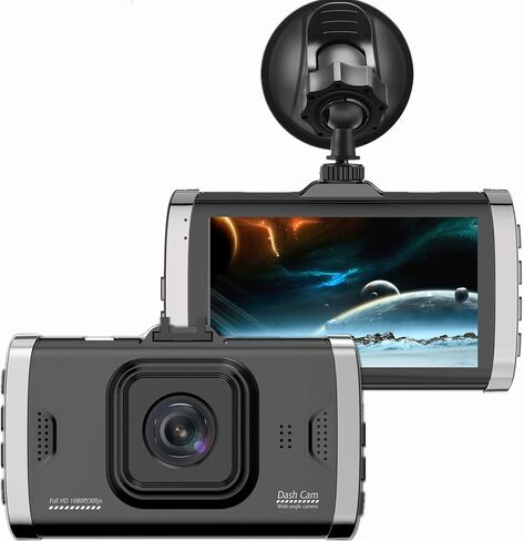 كاميرا Dash Cam، كاميرا لوحة قيادة السيارة Dyzeryk شاشة 3.0 بوصة، دقة Full HD 1080P، زاوية واسعة 170 درجة، كاميرا فيديو مسجلة على لوحة القيادة، كاميرا سيارة مع مستشعر G، تسجيل حلقي، رؤية ليلية، WDR (أسود) in Kuwait