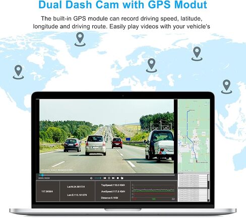 Abask Dash Cam 4K GPS، كاميرا أمامية وداخلية للسيارة مع رؤية ليلية بالأشعة تحت الحمراء، مراقبة وقوف السيارات على مدار 24 ساعة، زاوية واسعة 310 درجة، مستشعر G، تسجيل حلقي، WDR، مكثف فائق أمان، يصل إلى 256 جيجابايت in Kuwait